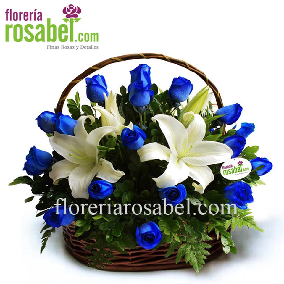 Canasta 24 Rosas Azules